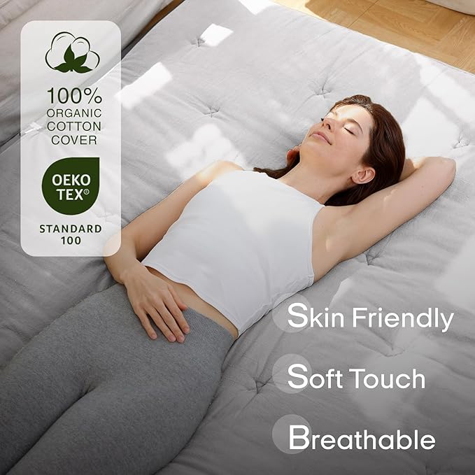 ZonLi Japanese Floor Futon Mattress Full Size 75"x 54", 100% Cotton Cover 4'' Thicken Tatami Mattress, Foldable Sleeping Pad, Portable Dormitory Tatami Mat, Roll Up Floor Lounger Bed for Adult