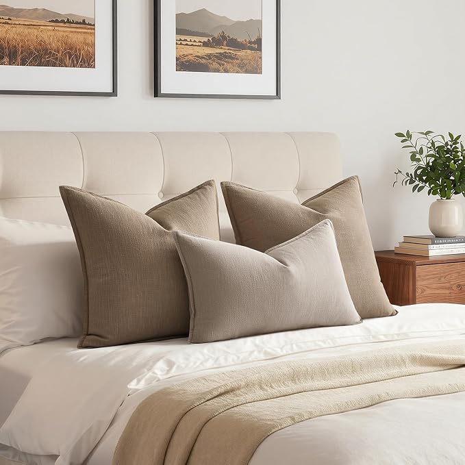 MIULEE Decorative Linen Lumbar Pillow Cover 12x20 Inch Natural Linen | Boho - Image 4