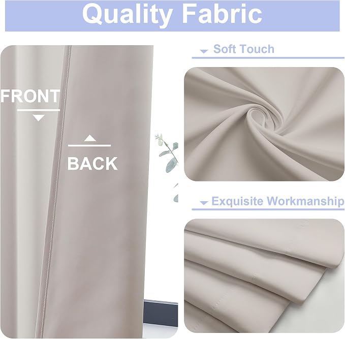 Simplebrand Ava Natural Short 30 Inches Blackout Curtain 2 Panels Set, Half - Image 4