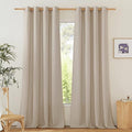 NICETOWN Thick Taupe Linen Curtains 90 inch Length 2 Panels Set, Grommet Semi by NICETOWN