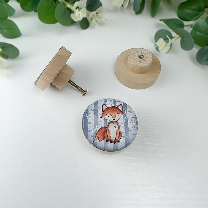 Set of 8 1.8" Wooden Safari Animals Nursery Cabinet Kids Room Door Dresser Drawer Knobs and Handle Pulls