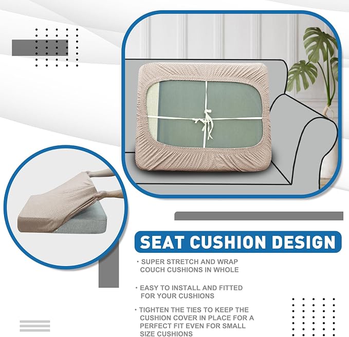 XINEAGE Large Couch Cushion Covers Seat Cushion Cover Thick Stretch Sofa - Image 6