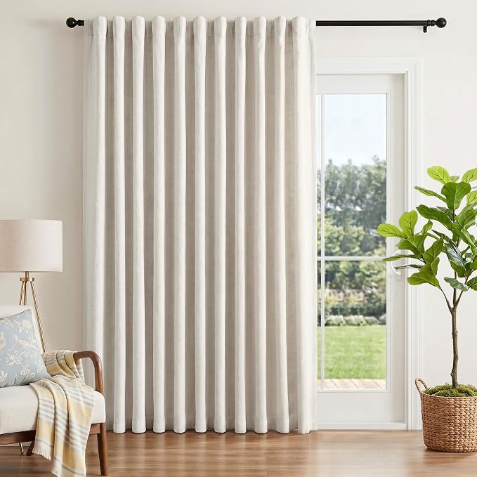 INOVADAY Extra Wide 100% Blackout Linen Curtains by INOVADAY