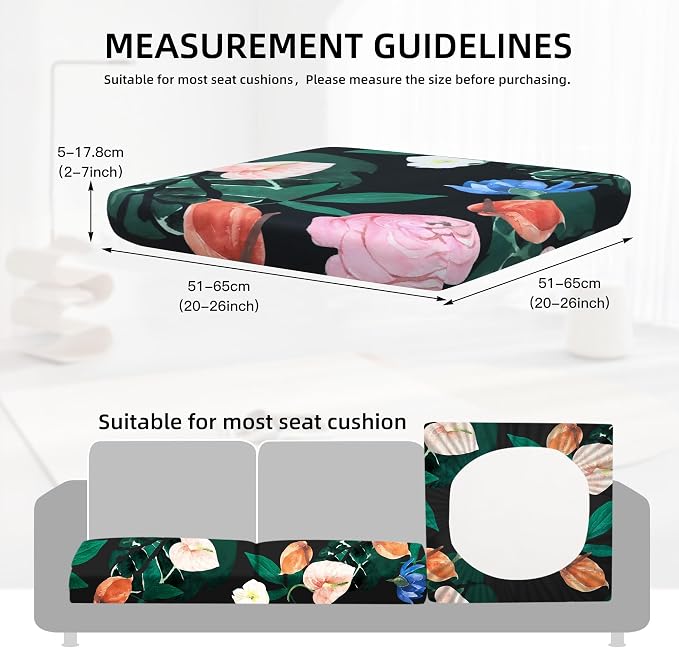8Pcs Outdoor Cushion Covers, Elastic Patio Cushion Covers | Washable, - Image 2