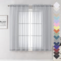 Light Grey Sheer Curtains 63 Inch Length 2 Panels, Light Filtering Solid Voile by Lecloud
