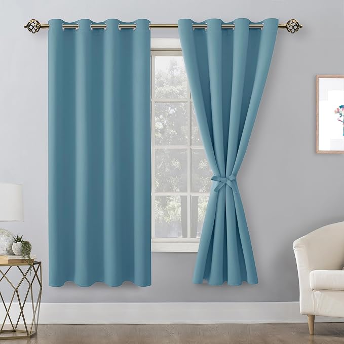 Blackout Curtains for Bedroom, Stone Blue, 52 x 63 Inch, 2 Panels | Thermal - Image 8