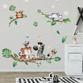 Cartoon Animal Wall Stickers Forest Safari Wall Decals Kid Room Nursery Baby Bedroom Décor (Cute Tiger Zebra)