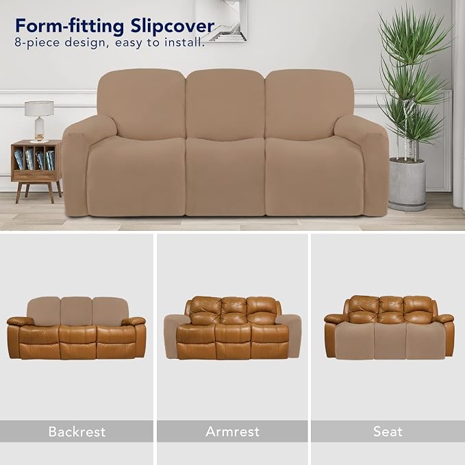 PureFit Super Stretch 3 Seats Recliner Sofa Couch Cover - Image 4