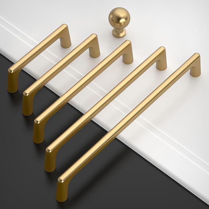 Amerdeco 10 Pack Champagne Bronze Cabinet Pulls 3.75 Inch(96MM) Hole Centers Kitchen Cabinet Handles Hardware Kitchen Handles for Cabinets Cupboard Handles Drawer Pulls ZH0041