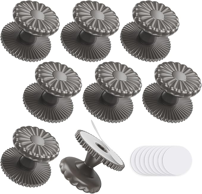 Self Adhesive Drawer Knobs, 8 Pack Self Stick Door Pull Handles, Zinc Alloy No Drilling Cabinet Knobs for Drawer, Closet, Window, Dresser, Sliding Barn/Glass Shower/Balcony Door (8, Grey)