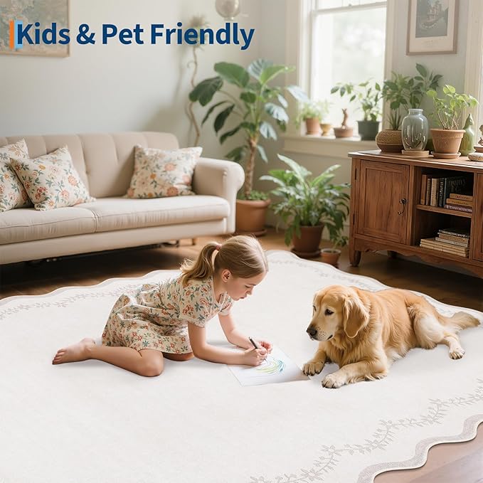 GarveeHome 6x9 Scalloped Area Rug Soft Washable Rug - Image 7