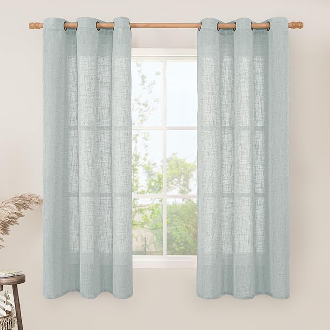 Sheer Linen Curtains 63 inch Long by LAMIT