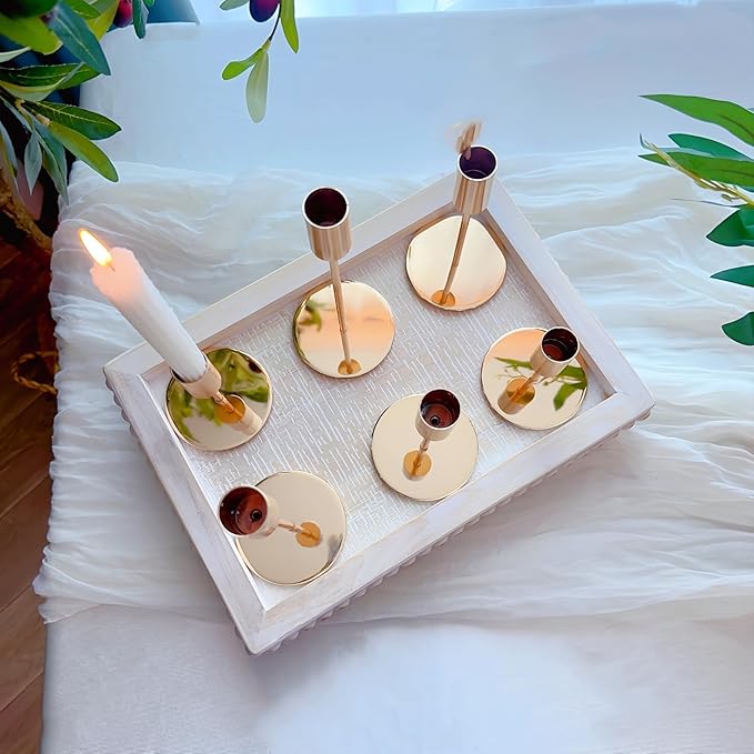 Gold Taper Candlestick Holders,Taper Candle Holders Set of 27,Metal Taper Candle Sticks Stand Holders,Modern Decorative Candle Holders for Wedding Certerpieces,Festive, Mantel,Home,Party