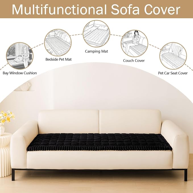 Couch Cover for Dogs, Washable Non Slip Plush Flannel Sofa Protector | Thick - Image 3