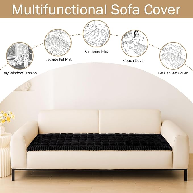 Couch Cover for Dogs, Washable Non Slip Plush Flannel Sofa Protector | Thick - Image 3
