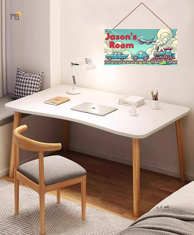 Personalized Sign Cartoon Car Sign Room Décor Kids Room Decor, Cut Train Theme Little Man Cave Wall Art Decor for Nursery, Nursery Door Decor for Toddler Baby Boys Room