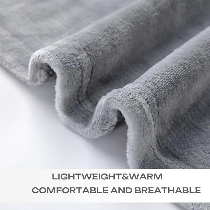 Grey Fleece Plush Throw Blanket 60"x80"for Couch Sofa Fuzzy Cozy Flannel | - Image 6