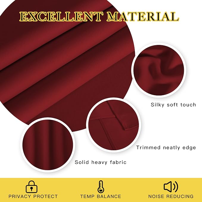 NICETOWN Burgundy Curtains for Living Room - Image 4