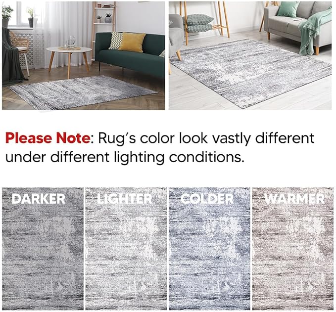 Keen Home Design Area Rugs - 2x20 Non-Shedding, Abstract Rugs for Kitchen, Living Room, Bedroom, Dining Room, Entryway - Size: 2'8" x 20', Abstract Cream/Grey