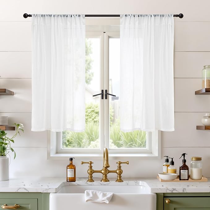 BGment Short White Curtains 40 Inch Length by BGment
