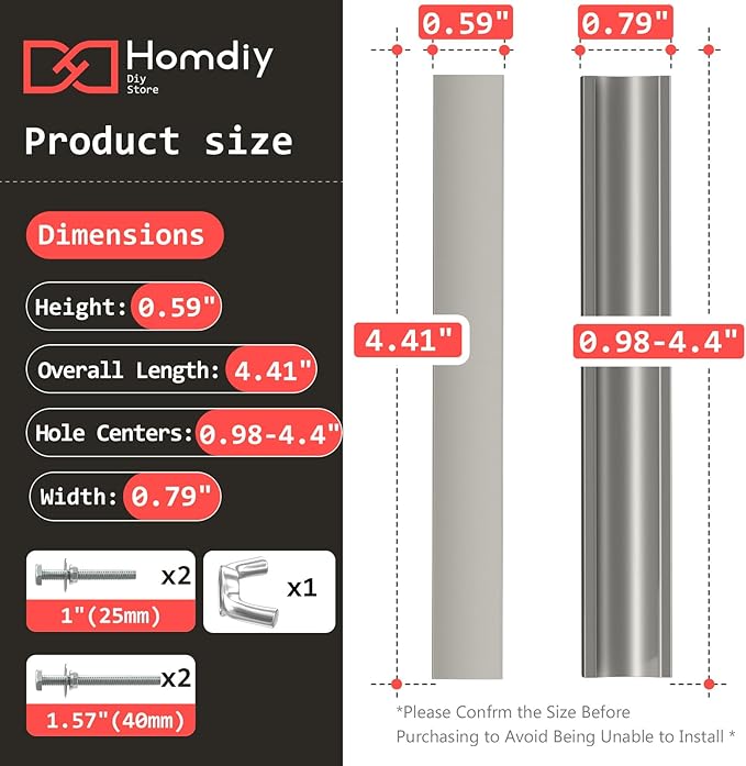 homdiy 10 Pack Adjustable Brushed Nickel Cabinet Pulls 1" to 4" (25-102mm) Adjustable Hole Distance Drawer Pulls