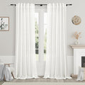 Ivory Linen Curtains 96 Inches Long 2 Panels Set Back Tab Rod Pocket Semi Sheer by Nanspring