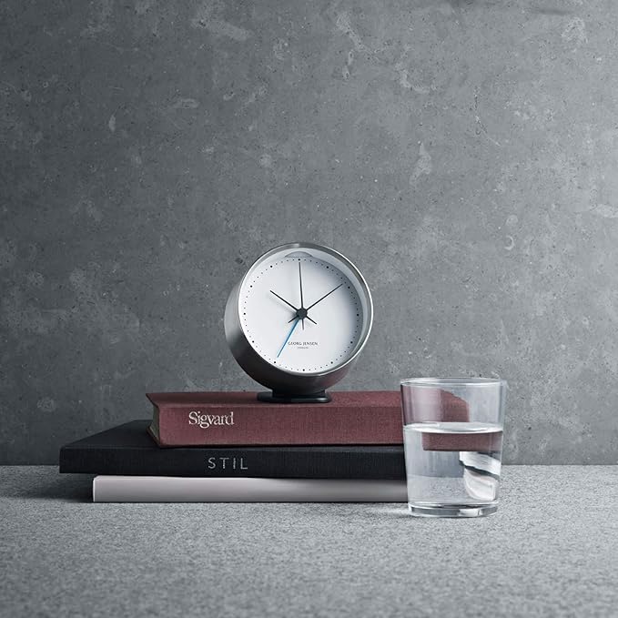 Georg Jensen Henning Koppel Non Ticking Desk Clock with Alarm, 3.94 Inch