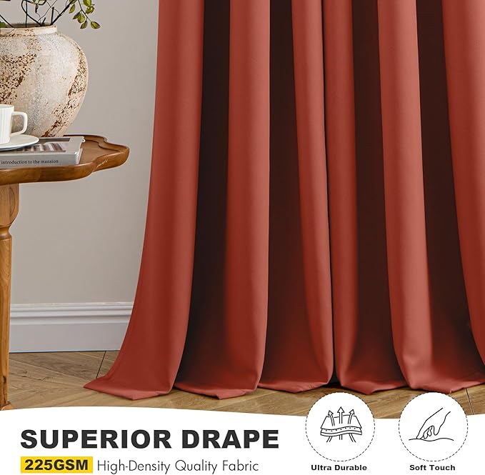MIULEE Fall Blackout Curtains for Bedroom 2 Panel 40"x90" Long Burnt Orange | - Image 5