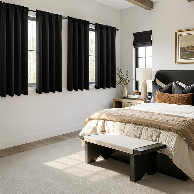 MIULEE Black Blackout Curtains 4 Panels Set 72 Inch Length Bedroom | Thermal - Image 2
