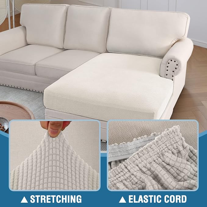 H.VERSAILTEX Sectional Couch Covers 1 Piece Chaise Slipcover L Shape Separate - Image 6