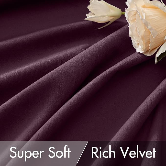 MIULEE Dark Purple Velvet Curtains 52x108 inches Luxury Blackout Curtains | - Image 4