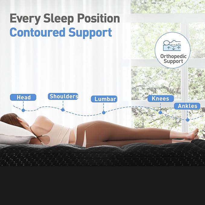 Dual Layer 3 Inch Memory Foam Mattress Topper Twin Size, 2 Inch Cooling Gel Memory Foam Plus 1 Inch Pillow Top Mattress Pad Cover, with 8-21 Inch Deep Pocket, Black