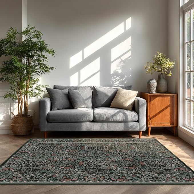 5x7 Washable Area Rugs for Living Room, Stain Resistant Vintage Rugs for Dining - Image 2