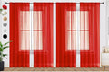 SpaceDresser Sheer Red Curtains 4 Panels Rod Pocket Semi-Sheer Curtain 96 by SpaceDresser