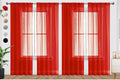 SpaceDresser Sheer Red Curtains 4 Panels Rod Pocket Semi-Sheer Curtain 54 by SpaceDresser