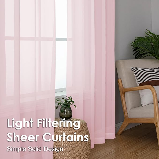 Blush Pink Sheer Curtains 78 Inches Long 2 Panels - Image 7