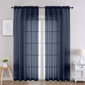 Chyhomenyc Navy Blue Sheer Curtains 84 Inches Long 2 Panels, Light Filtering by Chyhomenyc