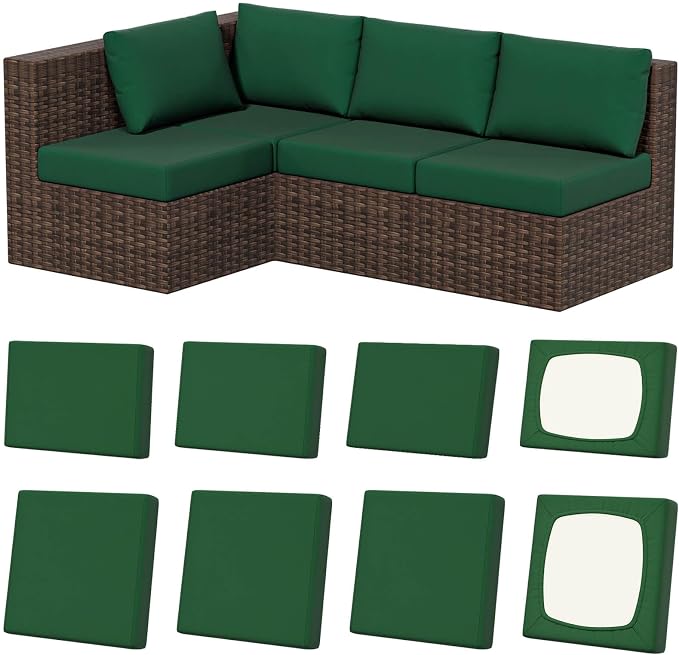 8Pcs Outdoor Cushion Covers, Stretch Patio Furniture Couch Chair Slipcovers | by VORSHAPE