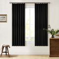 Black 63 Inch Length Blackout Pleated Linen Curtains by Twodrapes