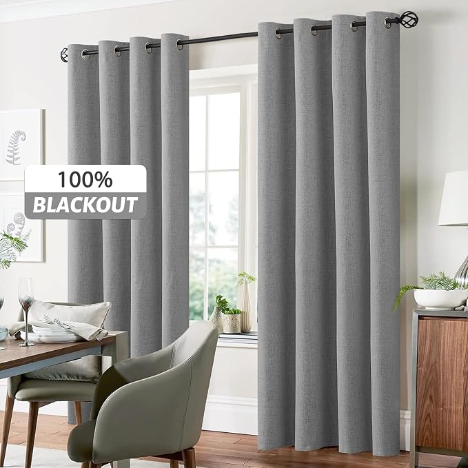 Yakamok Dove Grey Linen Textured Curtains 72 Inches Long - Image 7