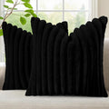 decorUhome Fall Faux Fur Throw Pillow Covers 26x26 Set of 2 Black | Decorative by decorUhome