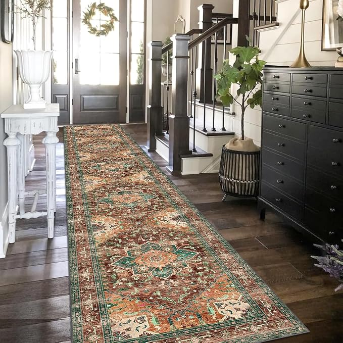 Yamaziot Washable Runner Rug, 2x12 Non-Slip Boho Hallway Kitchen Rug | Stain - Image 6