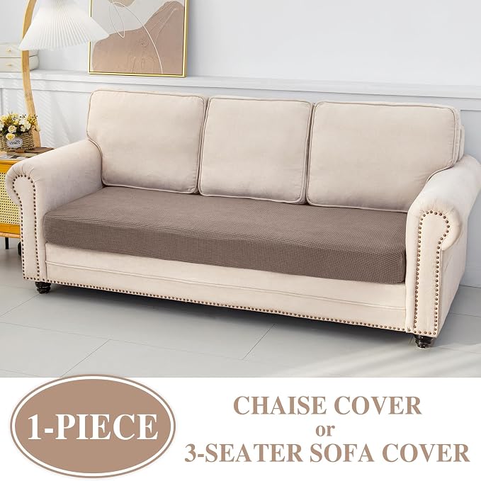 LA MEACK Couch Cushion Cover Chaise Lounge Cover Washable Separate Seat Chaise - Image 3