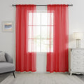 HUTO Christmas Red Sheer Curtains 96 inches Long for Baby Wedding Party Backdrop Rod Pocket Window Sheer Panels Drapes for Bedroom Nursery Living Room 2 Panels Voile Sheer 52 Width by 96 Inch Length