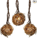 Rattan Christmas String Lights, 10 Mini Natural Globe Rattan Balls, Wicker Lights for Patio, Wedding, Garden, Party, Home Decor, Indoor Outdoor Use, 7.92Ft (Brown Cord)