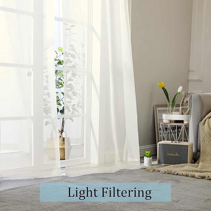 Sheer Curtains 90 Inches Long, Elegant Sheer Curtains - Image 2