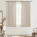Pleated Natural Linen Kitchen Small Window 45 Inch Curtains Over Sink, Petty by PleatedDrapes