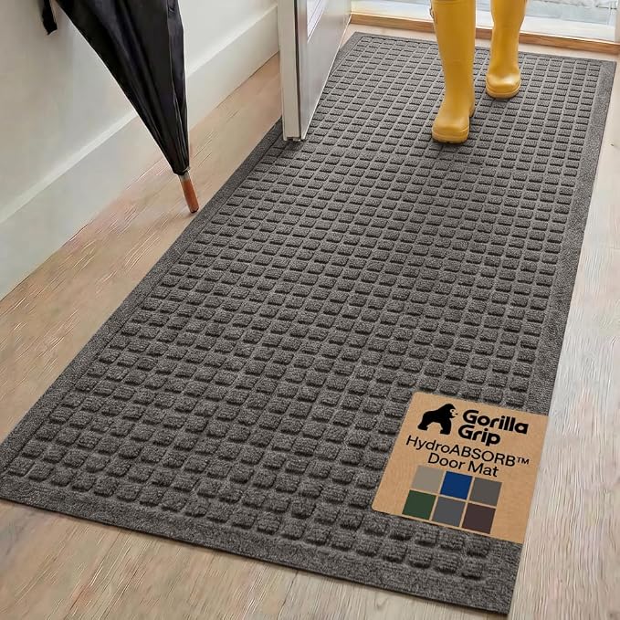 GORILLA GRIP® Ultra Absorbent Front Door Mat Outside Entrance, Traps Dirt and by Unknown