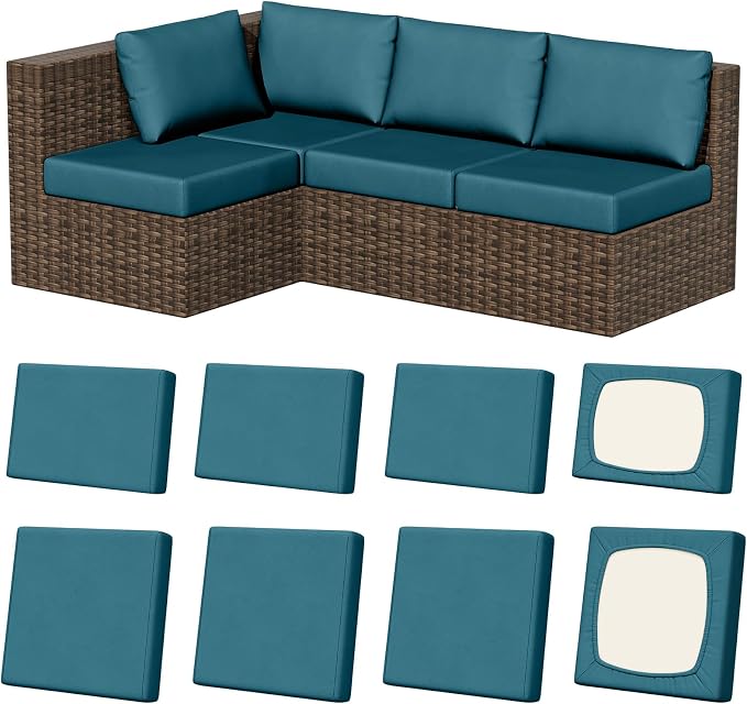 8Pcs Outdoor Cushion Covers, Stretch Patio Furniture Couch Chair Slipcovers | by VORSHAPE