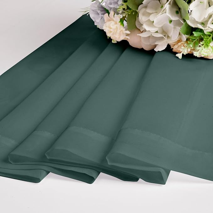 Chyhomenyc Sheer Curtains 63 Inch Length 2 Panels, Hunter Green | Light - Image 4